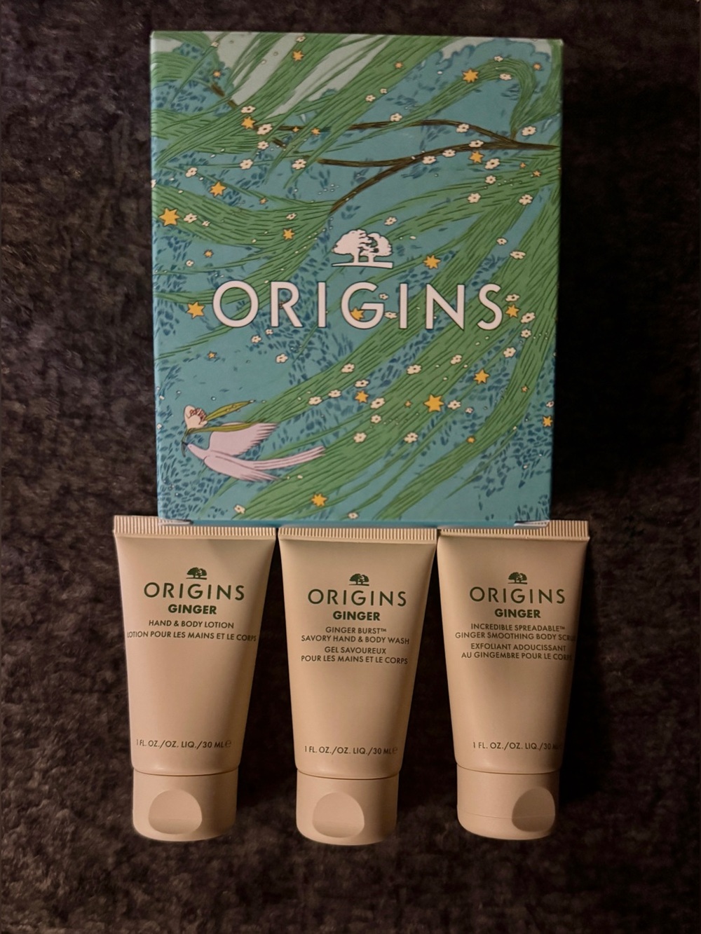 NEW Origins Ginger Gift Set with Lotion, Body Wash, and Smoothing Body Scrub